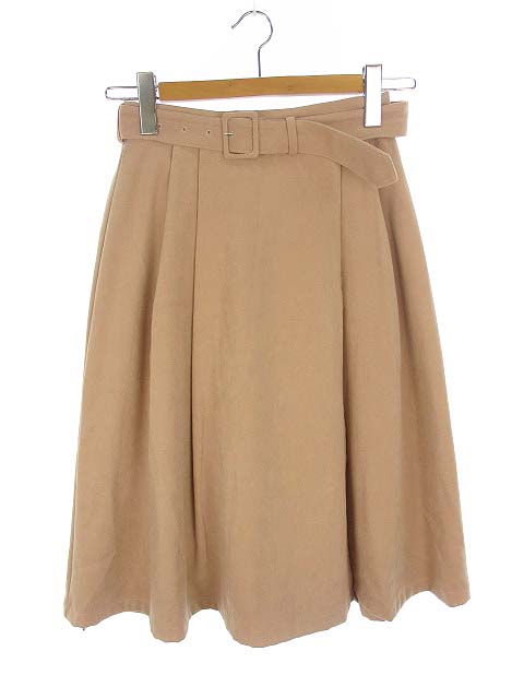 ワンウェイ One Way ベルト付き プリーツ ラップ スカート ミディ丈 フレア ポリエステル ピンク F レディース 069 ベクトルパーク