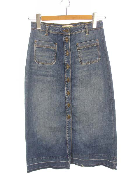 ザラウーマン Zara Woman フロントボタン 切りっぱなし タイト デニムスカート ロングスカート インディゴ Sサイズ 26 レディース 069 ベクトルパーク