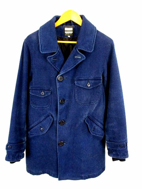 桃太郎ジーンズ Momotaro Jeans モモタロウジーンズ コート Pコート ピーコート 刺し子 袖先リブ インディゴ サイズ38 03 096 メンズ 069 ベクトルパーク