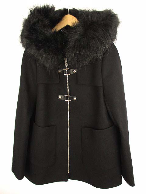 ザラウーマン Zara Woman アウター ミドル コート 上着 ウール ジップアップ フード フェイクファー 無地 ブラック 黒 Usa S レディース 069 ベクトルパーク