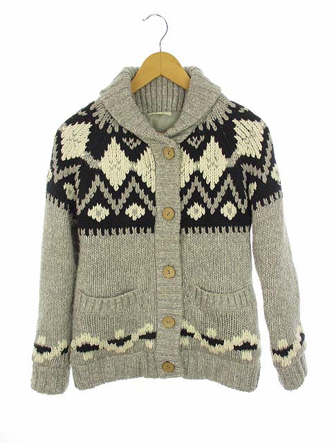 アースミュージック エコロジー Earth Music Ecology カウチン ニット カーディガン アクリル ポリエステル 上着 フロントボタン グレー M レディース 069 ベクトルパーク