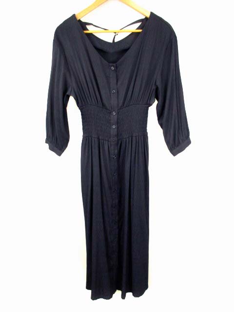 フリーズマート Free S Mart ウエストシャーリングvネックワンピース 長袖 ワンピース フロントボタン 131 ネイビー 紺 サイズfr レディース 069 ベクトルパーク