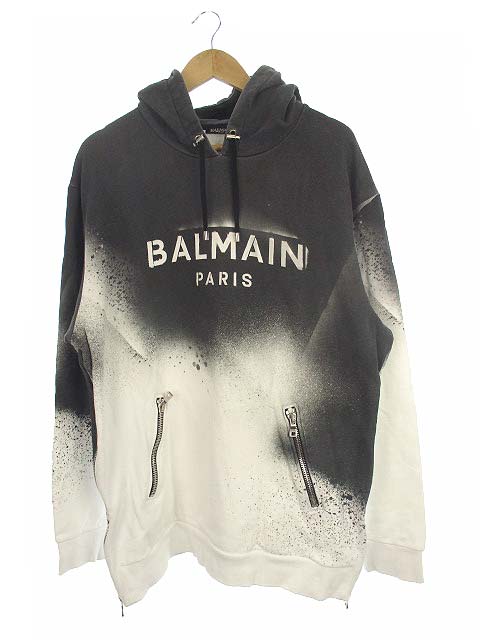 バルマン BALMAIN スウェット プルオーバー パーカー スプレーペイント 