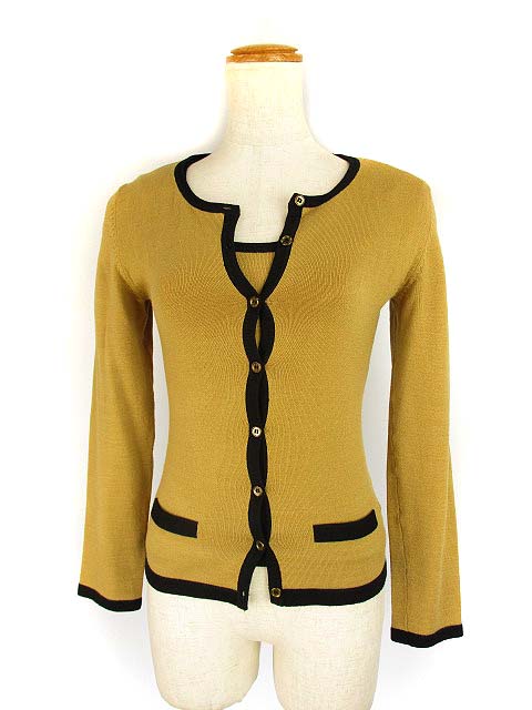 Vanity Face ヴァニティーフェイス ウール混 バイカラー ニット ツインニット アンサンブル 長袖 カーディガン 半袖ニット アクリル キャメル ブラック ブラウン 茶 黒 レディース 069 ベクトルパーク