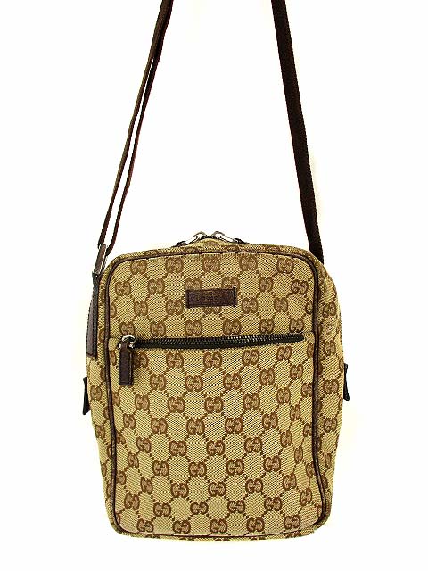 グッチ GUCCI GGキャンバス レザー ショルダーバッグ 斜め掛け かばん 