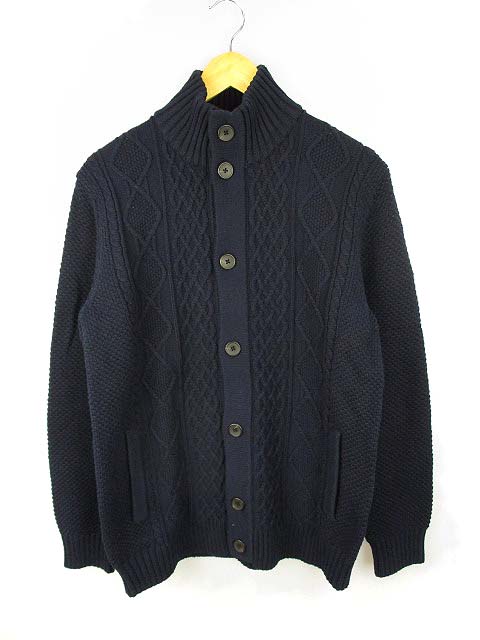 ユニクロ Uniqlo ローゲージ ボタンナップ カーディガン 上着 ポリエステル ウール ネイビー 紺 Xl メンズ 069 ベクトルパーク