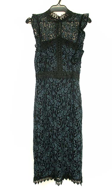 ザラ ベーシック Zara Basic ロングワンピース ミニドレス 総レース スタンカラー ミモレ丈 ノースリーブ ダークグリーン Usa Xs レディース 069 ベクトルパーク