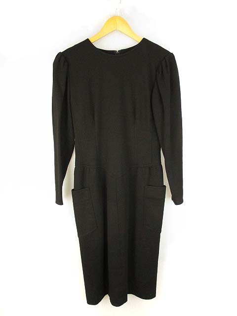 ウンガロ Ungaro パフスリーブ 長袖 ワンピース 無地 ブラック 黒 7 ウール 起毛 レディース 069 ベクトルパーク