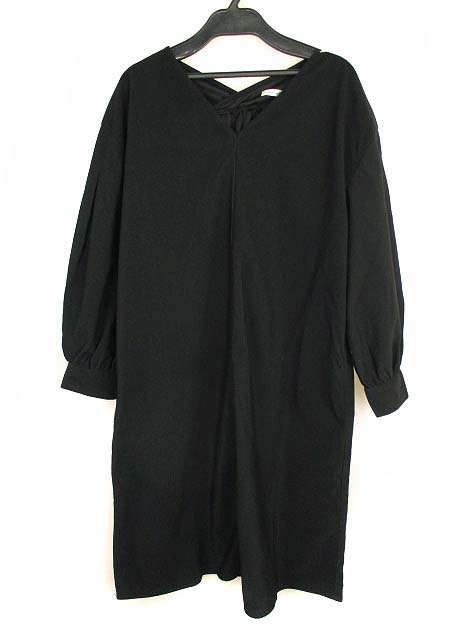 コンティニュエドナイスクラップ Continuer De Nice Claup ワンピース コールテン コーデュロイ ミディ丈 無地 長袖 ブラック 黒 F レディース 069 ベクトルパーク