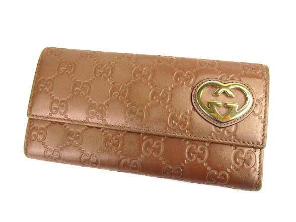 グッチ Gucci ラブリーハート グッチシマ 二つ折り 長財布 ロングウォレット レザー 小銭入れ有り ピンク系 レディース 069 ベクトルパーク