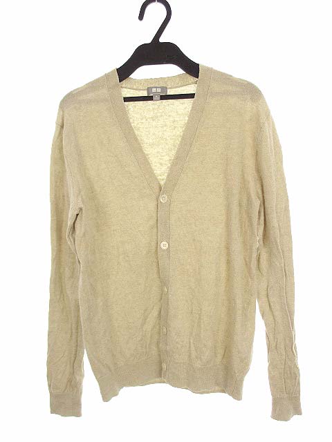 ユニクロ Uniqlo カーディガン 羽織り リネン混 長袖 無地 ライトベージュ M メンズ 069 ベクトルパーク