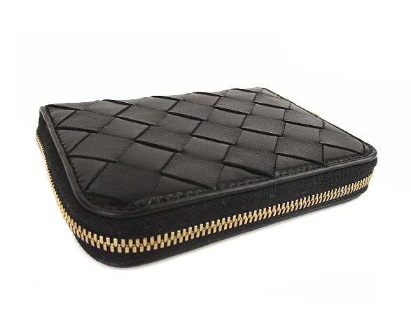 ボッテガヴェネタ BOTTEGA VENETA イントレチャート コインケース カードケース ラウンドファスナー 財布 レザー 600874 黒 ブラック メンズ