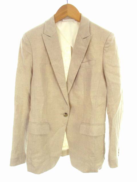 ユニクロ Uniqlo プレミアムリネンロングテーラードジャケット ブレザー 麻 無地 ベージュ サイズm 1ボタン レディース 069 ベクトルパーク