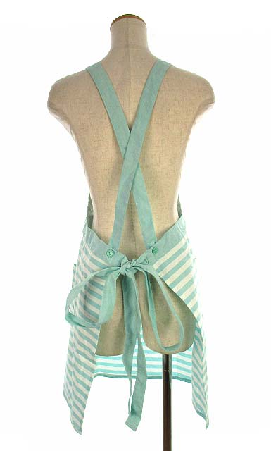 未使用品 アフタヌーンティー Afternoon Tea エプロン レース 切替 ボーダー キッチン用品 雑貨 ブルー系 Free レディース 069 ベクトルパーク