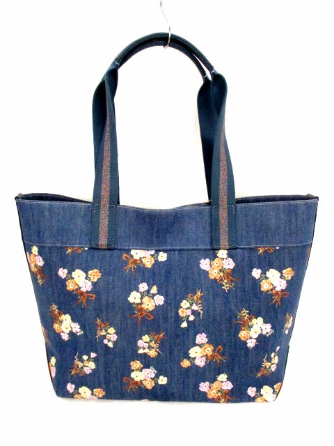 コーチ COACH デニム トートバッグ ショルダーバッグ 花柄 プリント  