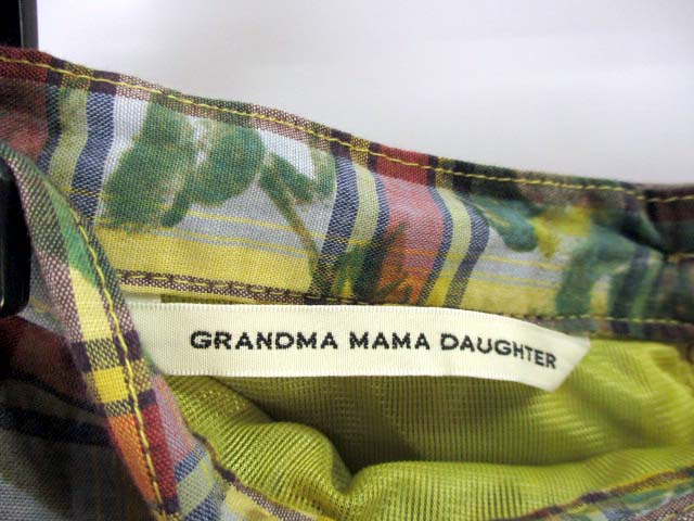 グランマママドーター Grandma Mama Daughter 先染めチェック 花柄 ロング プリーツ スカート ミモレ丈 フレア 綿 コットン Gk710012 マルチカラー サイズ0 レディース 069 202106130123 ベクトルパーク