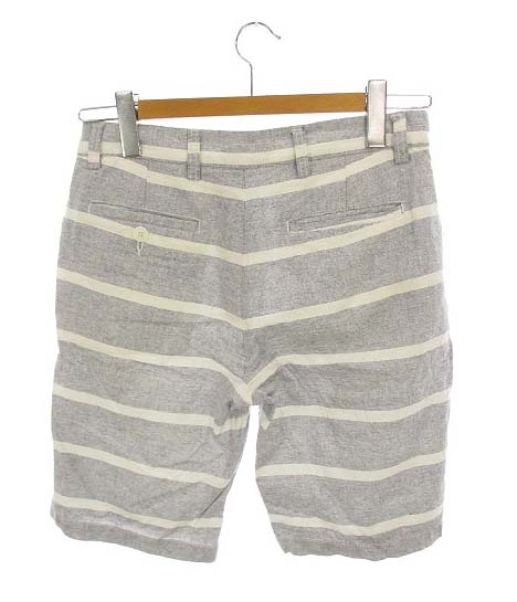 オールドネイビー Old Navy ボトムス ハーフパンツ ショート ショーツ 半ズボン ボーダー リネン 麻 コットン 綿 オフホワイト ネイビー 紺 28 メンズ 069 ベクトルパーク