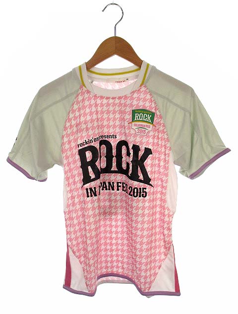 Rockin On Rock In Japan Fes 15 トップス Tシャツ サッカーシャツ フェス ナンバープリント 千鳥格子 パイピング 半袖 ピンク系 S メンズ レディース 069 ベクトルパーク