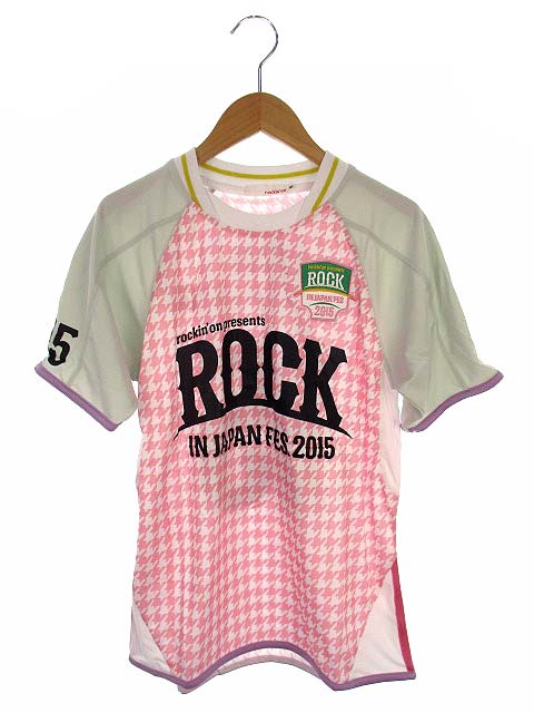 Rockin On Rock In Japan Fes 15 トップス Tシャツ サッカーシャツ フェス ナンバープリント 千鳥格子 パイピング 半袖 ピンク系 S メンズ レディース 069 ベクトルパーク