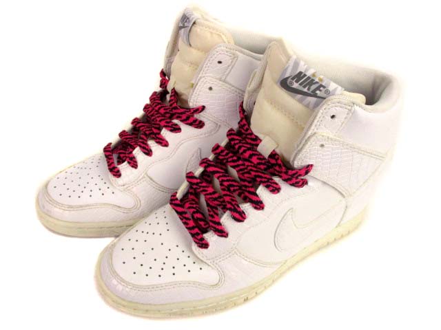 ナイキ Nike スニーカー シューズ 靴 インヒール 5289 105 ダンク スカイハイ Dunk Sky Hi 型押し ハイカット 白 ホワイト サイズ24 5 レディース 069 ベクトルパーク