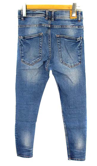 ザラマン Zara Man ボトムス スキニー ジーンズ デニムパンツ テーパード ダメージ加工 スリム ストレッチ コットン 綿 ブルー 青 Eur40 メンズ 069 ベクトルパーク