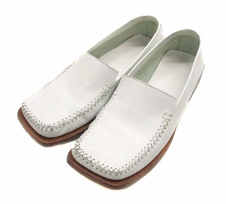 ルイヴィトン Louis Vuitton 靴 シューズ ローファー スリッポン スクエアトゥ レザー 革 Ba1002 ホワイト 白 サイズ35 レディース 069 ベクトルパーク