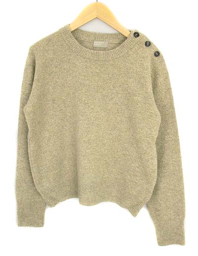 マーガレットハウエル Margaret Howell ニット セーター 長袖 無地 肩ボタン ウール 毛 カシミヤ ベージュ サイズ2 レディース 069 ベクトルパーク