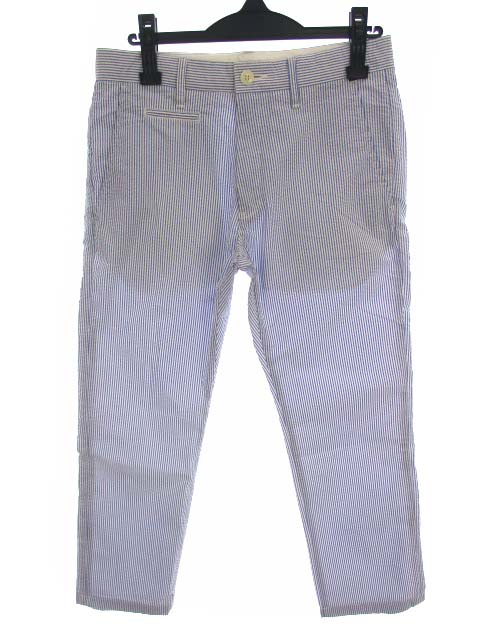 シップスジェットブルー Ships Jet Blue シアサッカー ストライプ パンツ ストレート アンクル 日本製 青 白 ブルー ホワイト サイズm メンズ 069 ベクトルパーク