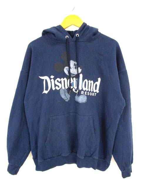 ディズニー Disney ヘインズ Hanes 長袖 スウェット パーカー プルオーバー プリント ミッキー Disneyland Resort ネイビー 紺 サイズxl Usa古着 大きいサイズ ビッグサイズ ビッグシルエット オーバーサイズ メンズ 069 ベクトルパーク
