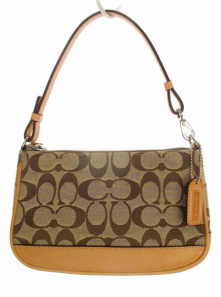 【美品】COACH デミ ポーチ ハンドバッグ キャンバス レザー ベージュ コーチ COACH デミポーチ ハンドバッグ 鞄 カバン ミニ