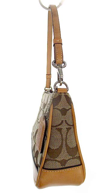 【美品】COACH デミ ポーチ ハンドバッグ キャンバス レザー ベージュ コーチ COACH デミポーチ ハンドバッグ 鞄 カバン ミニ