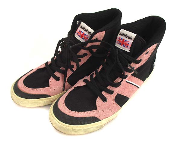 アドミラル Admiral ハイカット スニーカー シューズ 靴 キャンバス スウェード 黒 ピンク 25cm レディース 069 ベクトルパーク アドミラル Admiral ハイカット スニーカー シューズ 靴 キャンバス スウェード 黒 ピンク 25cm レディース 069 ベクトルパーク