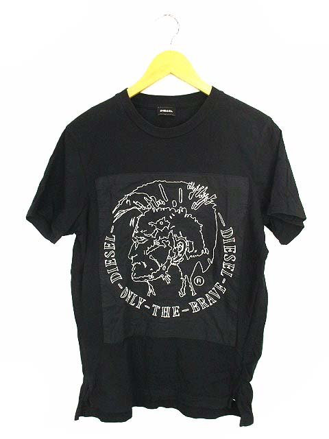 DIESEL 黒 長袖Tシャツ ロンT トップス Dロゴ DIESEL◇長袖Tシャツ/M/