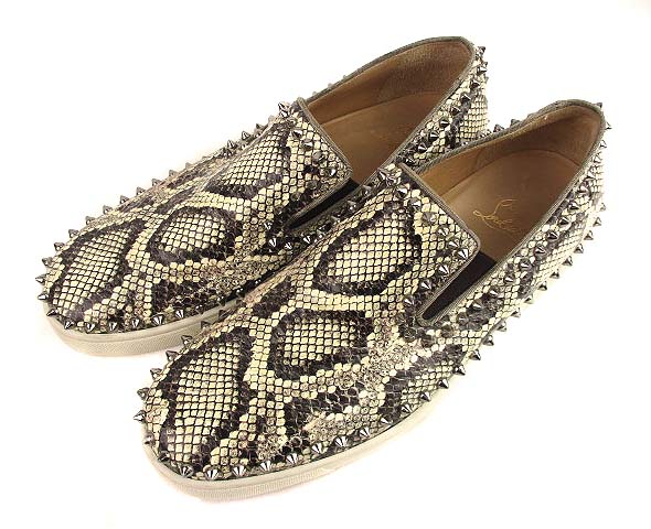 クリスチャンルブタン Christian louboutin パイソンレザー スリッポン 