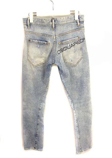 ディースクエアード DSQUARED2 SEXY TWIST JEAN ダメージ加工 デニムパンツ ジーンズ Gパン ボトム S71LB0682 ボタンフライ バックプリント インディゴ 42 ☆AA★ メンズ
