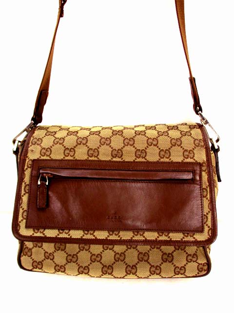 グッチ GUCCI ショルダーバッグ GG柄 キャンバス レザー フラップ 