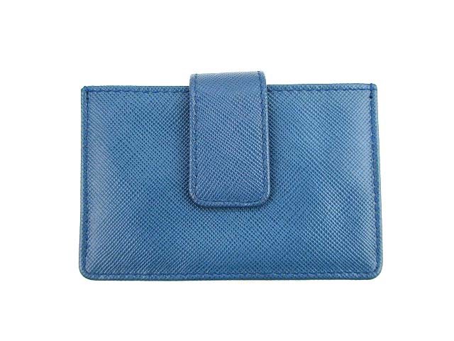 PRADAサフィアーノレザー カードケース/名刺入れ ブルー PRADA】海外