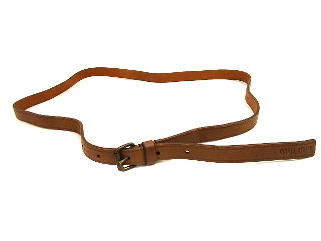 miumiu ブラウン レザーベルト ブラウン レザー ベルト | Miu Miu