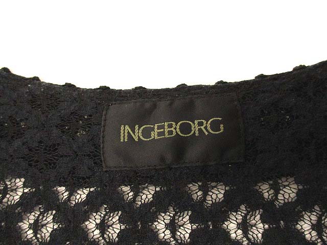 インゲボルグ INGEBORG ノーカラー 薄手 ジャケット 羽織り 総レース