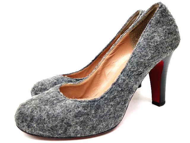 カリアング Kariang パンプス 靴 シューズ グレー ラウンドトゥ 無地 ウール フェルト 毛 底レッド ハイヒール くつ 24ｃｍ B レディース 070 ベクトルパーク