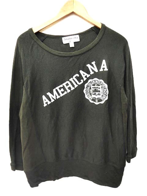 アメリカーナ Americana tシャツ 長袖 ロゴ プリント カットソー ラグラン グレー トップス 日本製 1218 レディース 070 ベクトルパーク アメリカーナ Americana tシャツ 長袖 ロゴ プリント カットソー ラグラン グレー トップス 日本製 1218 レディース 070 ベクトルパーク