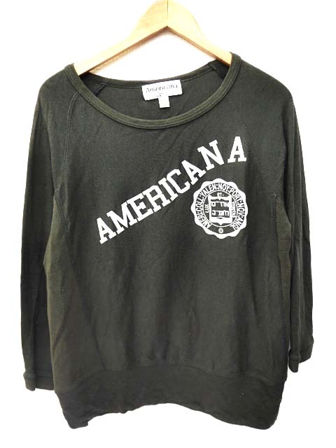 アメリカーナ Americana ｔシャツ 長袖 ロゴ プリント カットソー ラグラン グレー トップス 日本製 1218 レディース 070 ベクトルパーク