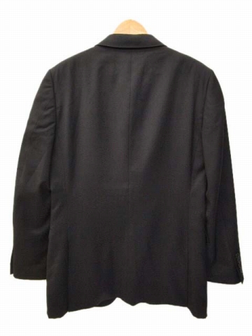 BURBERRY BLACK LABEL 黒 ロングテーラードジャケット LL バーバリー ブラックレーベルBURBERRY BLACK LABEL ウールストライプ