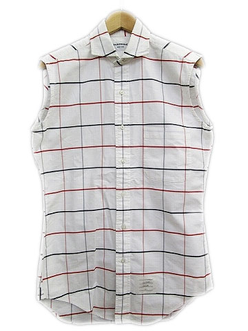 トムブラウン THOM BROWNE シャツ ノースリーブ オックスフォード 格子