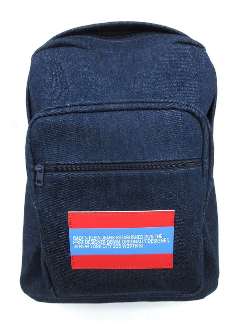 カルバンクラインジーンズ Calvin Klein Jeans EST 1978 INDIGO デニム バックパック デイパック レザーパッチ カジュアル 通学 濃紺 インディゴ N01370 メンズ