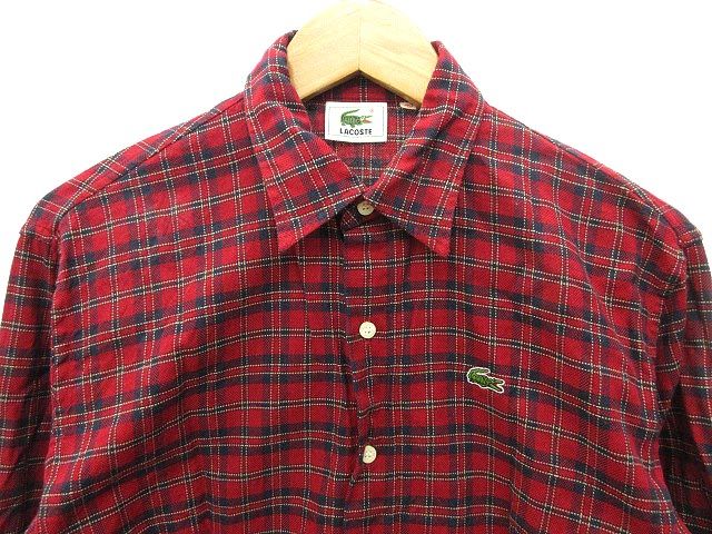 ⭐︎廃盤未使用品⭐︎ラコステの新品タグ付き起毛チェックシャツ ラコステ LACOSTE シャツ 長袖 チェック ワンポイント ワニ