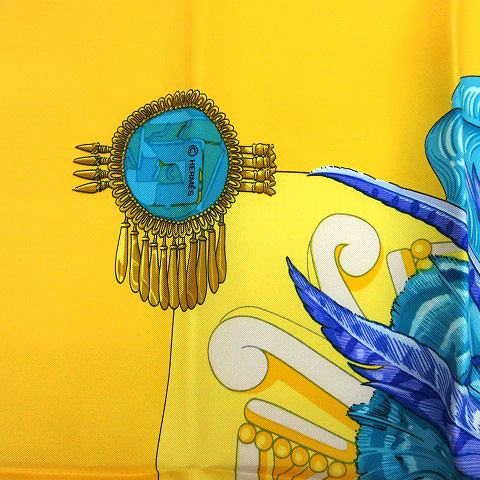 エルメス HERMES スカーフ カレ90 Mexique インカ Plissee 仏像 シルク 