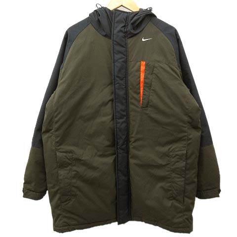 ナイキ Nike 中綿 コート ジャケット ウィンドブレーカー フード ベンチコート Clima Fit スポーツウエア M カーキ 緑 グリーン 黒 ブラック R メンズ 070 ベクトルパーク