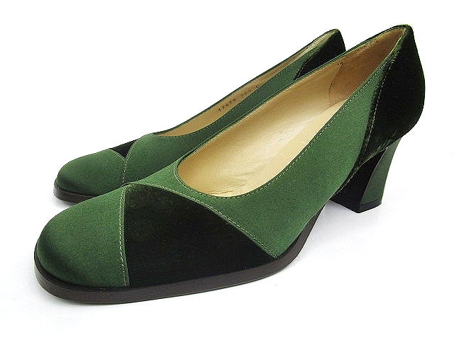 ボッテガヴェネタ BOTTEGA VENETA パンプス ベロア 切替 チャンキー  