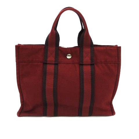 エルメス Hermes フールトゥpm トートバッグ キャンバス ミニ ハンドバッグ エンジ 赤 レッド フランス製 K126a レディース 070 ベクトルパーク